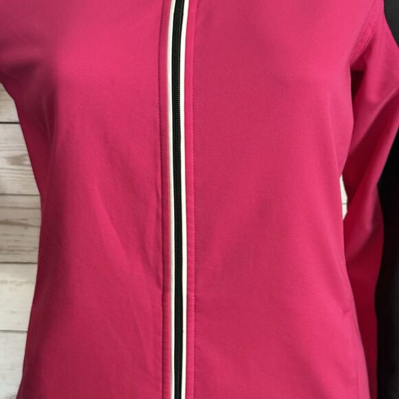 Made for Life Jacket Small Bright Pink Black White Trim Full Zip Athletic Casual - Picture 7 of 14